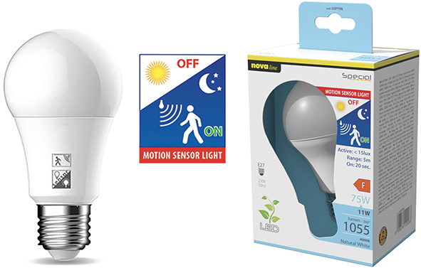 LAMPADE NOVA LED GOCCIA E27 CREPUSCOLARE + MOTION 