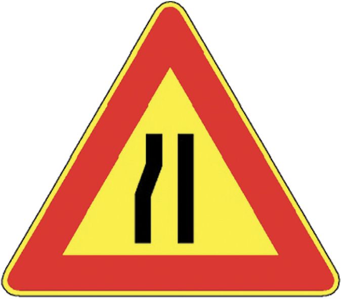 SEGNALI CANTIERE STRETTOIA ASIMMETRICA SX FIG.385 