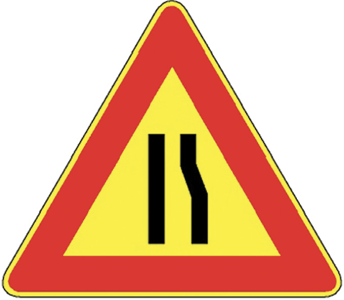 SEGNALI CANTIERE STRETTOIA ASIMMETRICA DX FIG.386 
