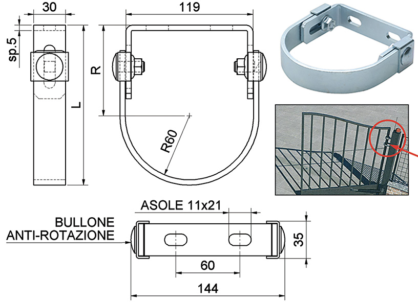ANELLO DI SICUREZZA PER CANCELLI COMBI ART.858    