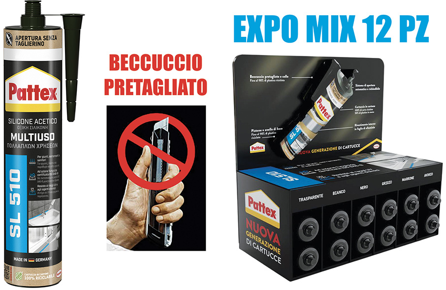 SILICONE ACETICO PATTEX SL510 PUSH&GO * EXPO PZ.12