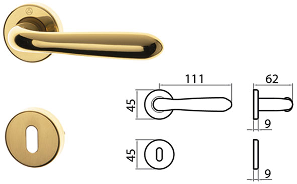 MANIGLIE GHIDINI OTTONE UNO COPPIA F.PATENT       
