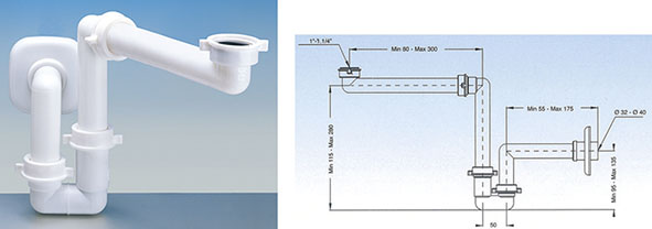 SIFONI LIRA SALVASPAZIO PER LAVABO                