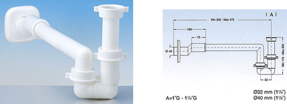 SIFONI LIRA SALVASPAZIO PER BIDET ECCENTRICO      