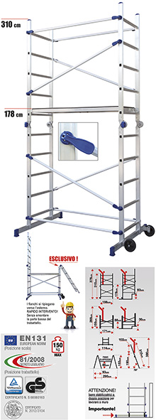 TRABATTELLO ALLUMINIO RIPIEGABILE FACAL MOD.PINNA 
