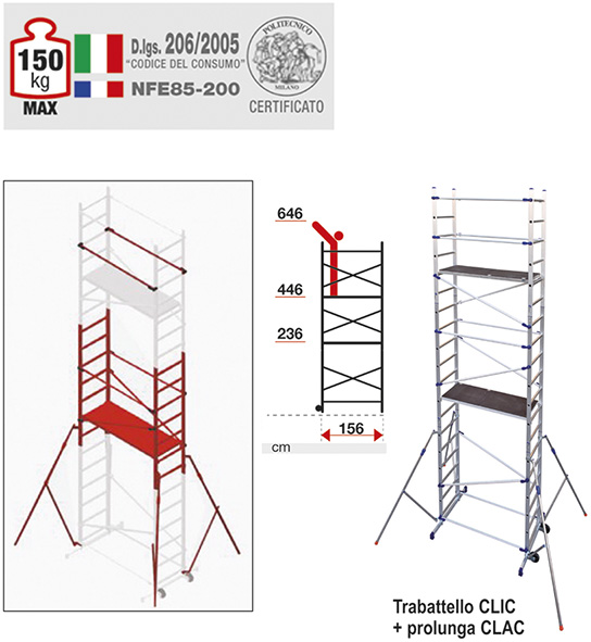 KIT PROLUNGA CLAC MT.2,08 X TRABATTELLO PINNA CLIC