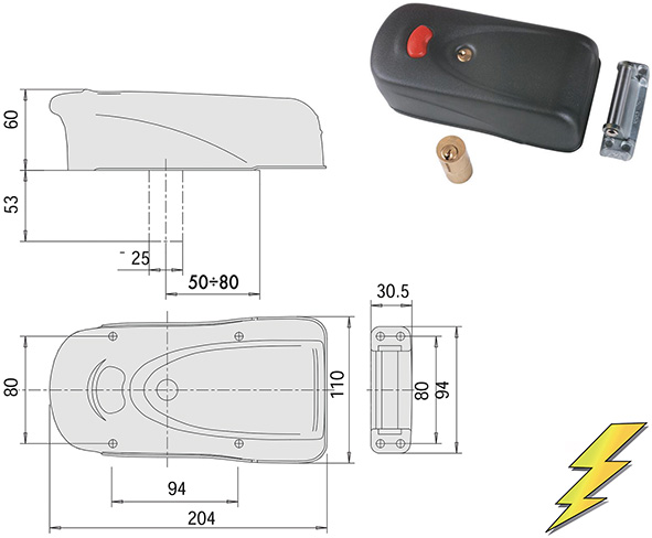 SERRATURE CISA APPLICARE ELETTRIKA 1A631          