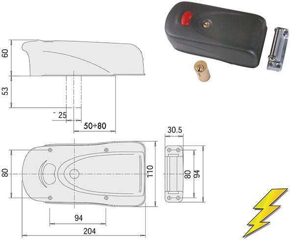 SERRATURE CISA APPLICARE ELETTRIKA 1A731          