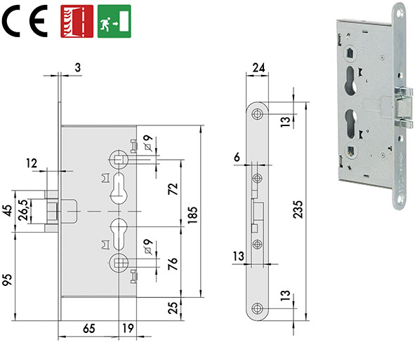 SERRATURE CISA INFILARE X ANTIPANICO ART.43130    