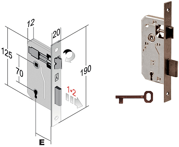 SERRATURE BONAITI PATENT PICCOLA ART.42 B.QUADRO  