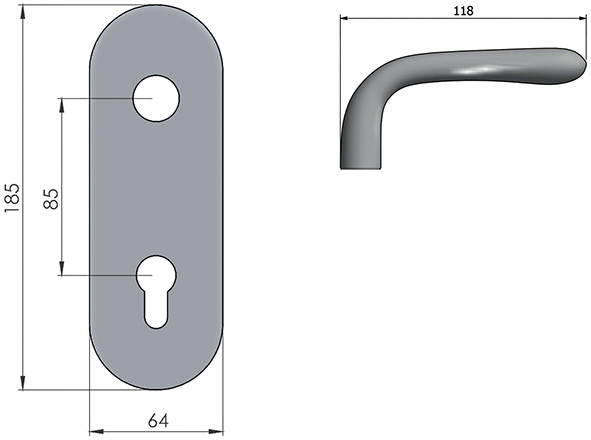 KIT GUARNITURA AZZI INTERNO PORTA FORO CILINDRO   