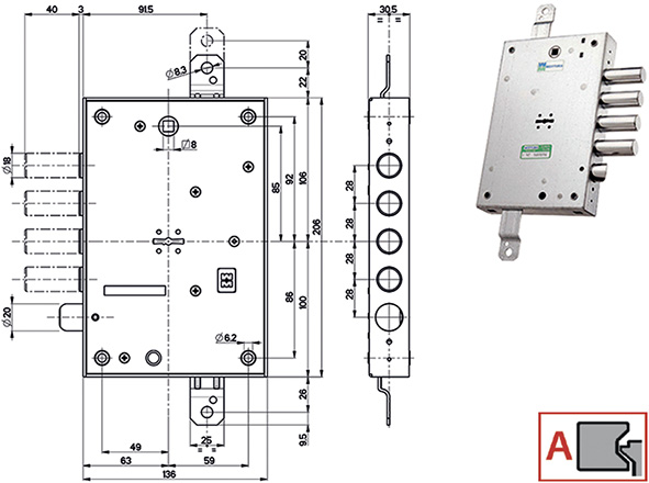 SERRATURE MOTTURA PORTE BLINDATE 52571            
