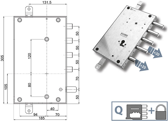 SERRATURE MOTTURA PORTE BLINDATE 898461GR         