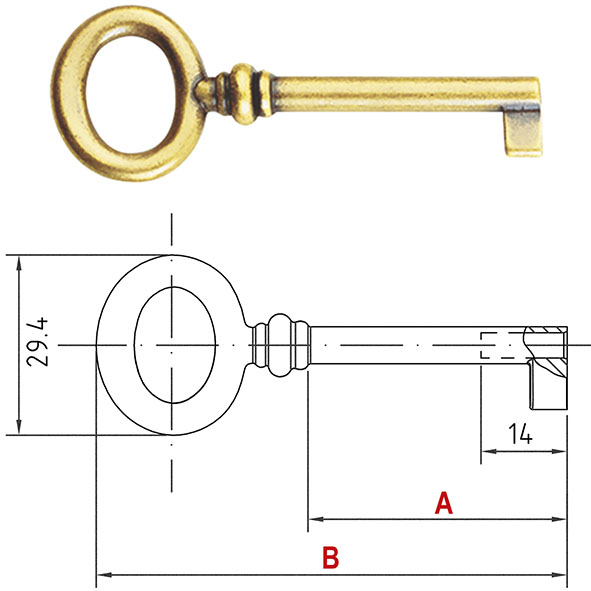 CHIAVI PER MOBILI A LEVA METAL 33728  OTT.LUCIDO  