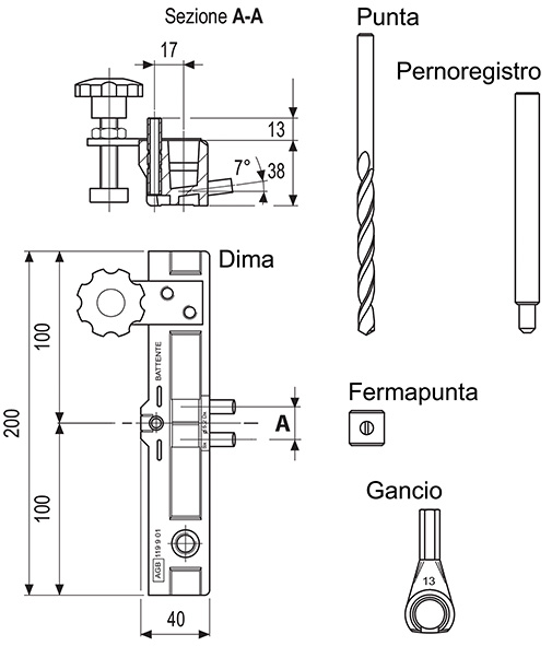 DIME PER CERNIERE AGB ANUBA KIT C/ACCESSORI       