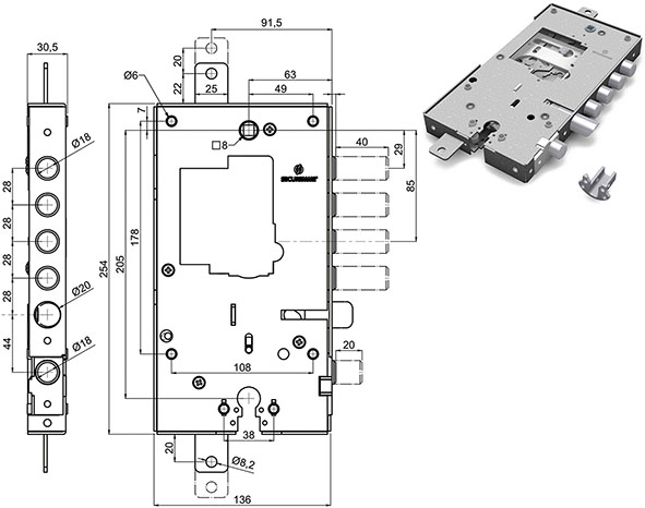SERRATURE SECUREMME PORTE BLINDATE DOPPIA 2531.28 