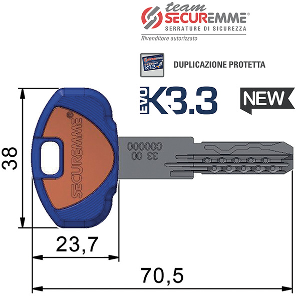 CHIAVI SECUREMME TEAM EVOK3.3 A1 * DUPLICATO      