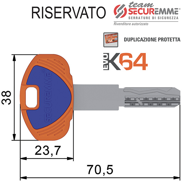 CHIAVI PUNZONATE SECUREMME TEAM EVOK64 1A 10 PERNI