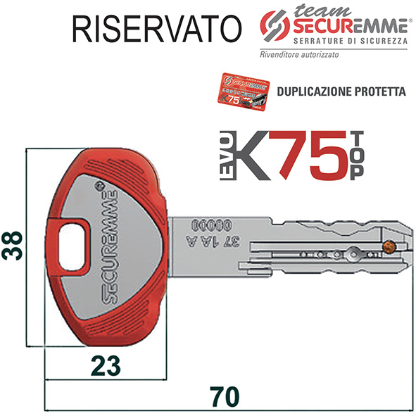 CHIAVI PUNZONATE SECUREMME TEAM EVOK75 1A 10 PERNI