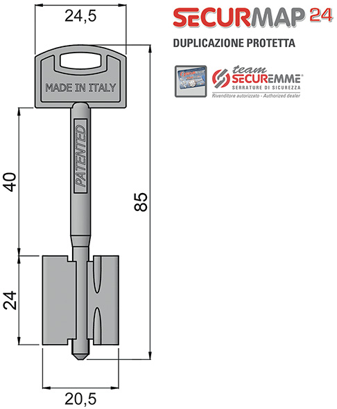 CHIAVI SECUREMME SECURMAP24 MM.85 * AGGIUNTIVA    