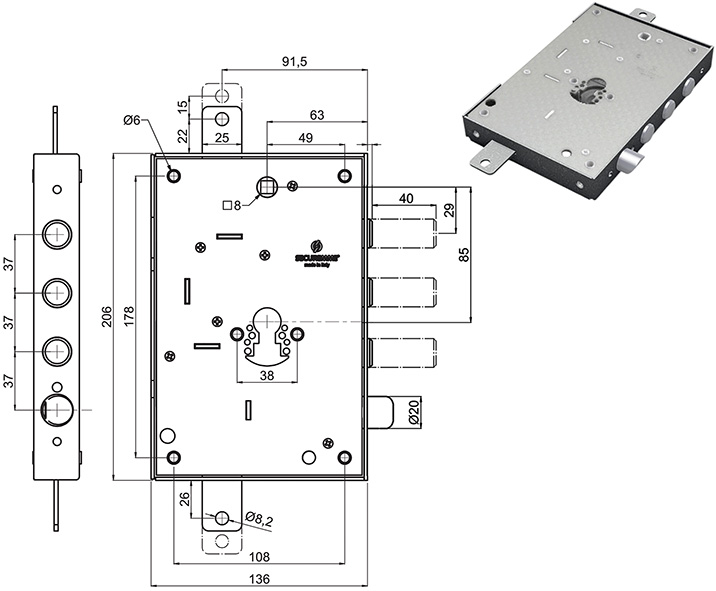 SERRATURE SECUREMME PORTE BLINDATE 2651SCR0337CT2 