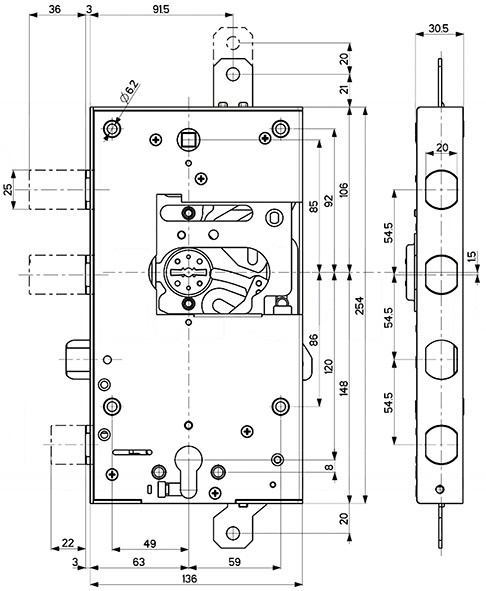 SERRATURE PANZETTA PORTE BLINDATE 216DM           