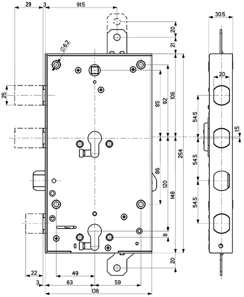 SERRATURE PANZETTA PORTE BLINDATE 316DC           